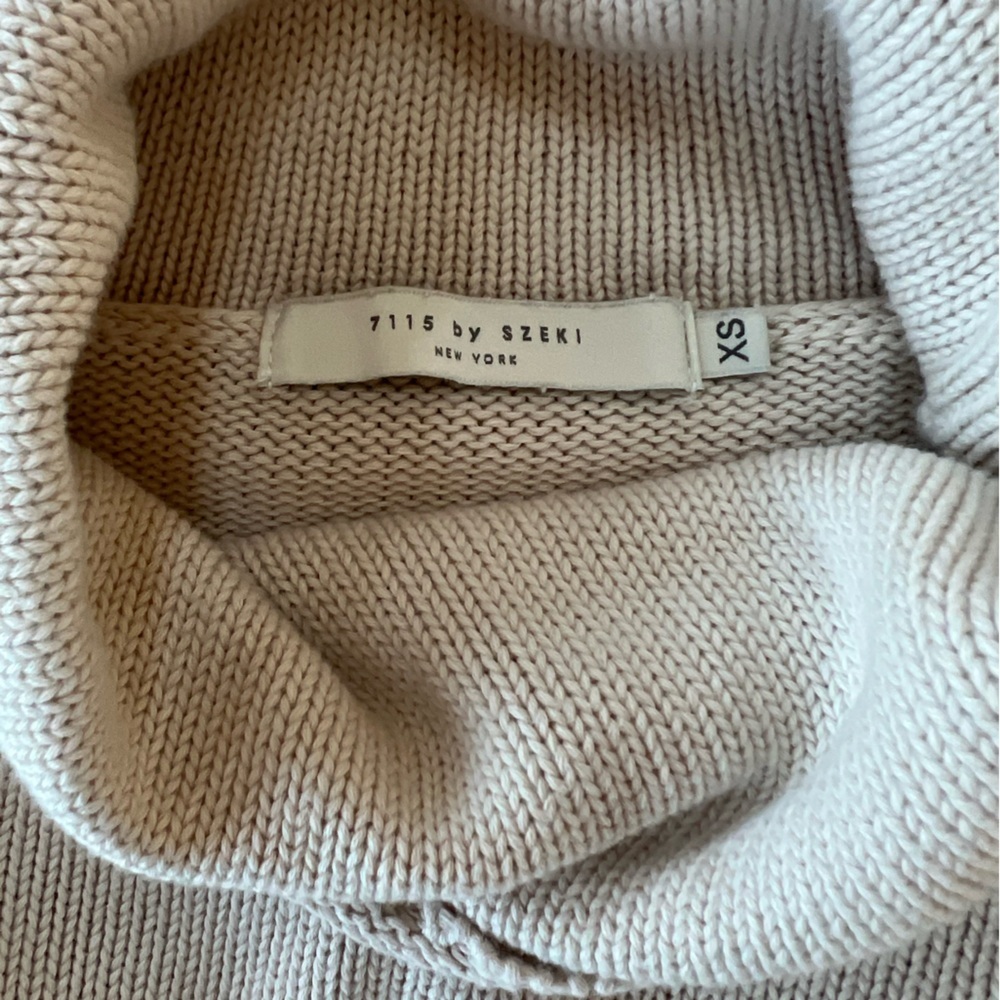 7115 by Szeki Cotton Cowl Neck Bell Sleeve Cropped Sweater in Cream, XS - Picture 8 of 9